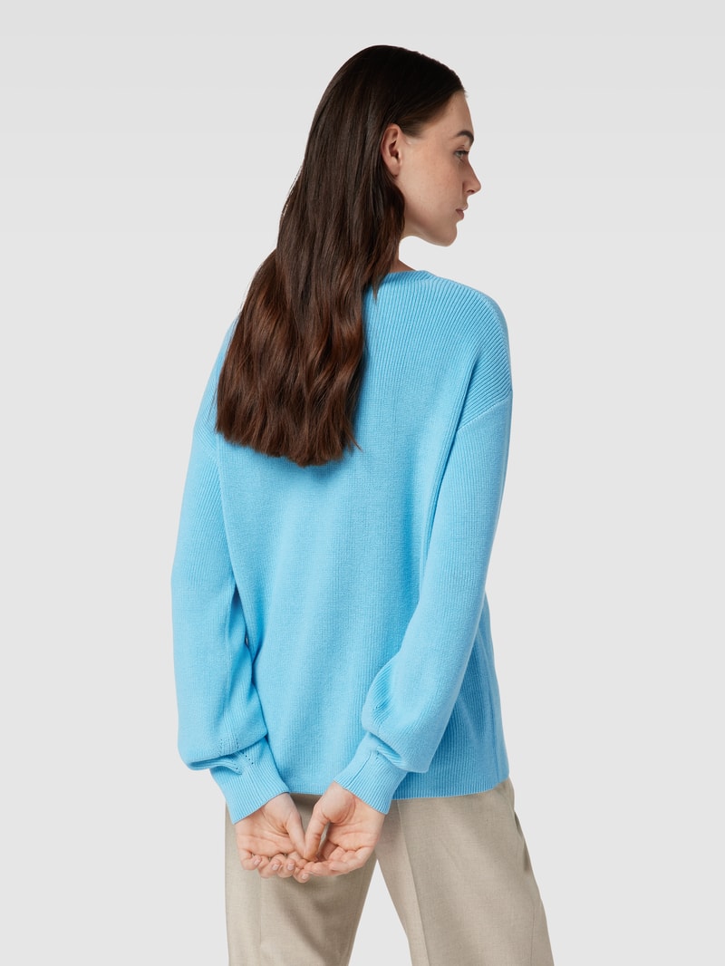 Strickpullover mit Rundhalsausschnitt in aqua blau