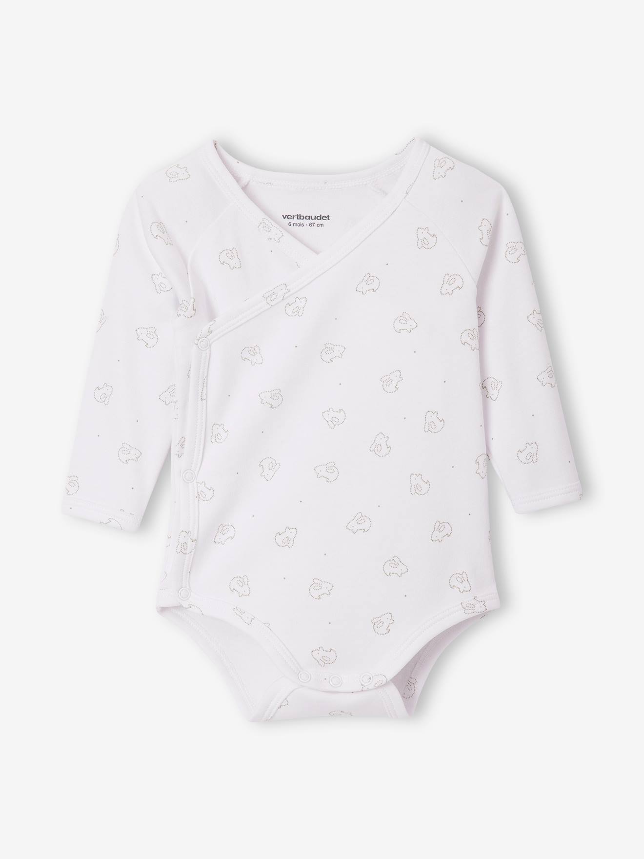 Lot de 5 bodies manches longues bébé ouverture naissance vert d'eau