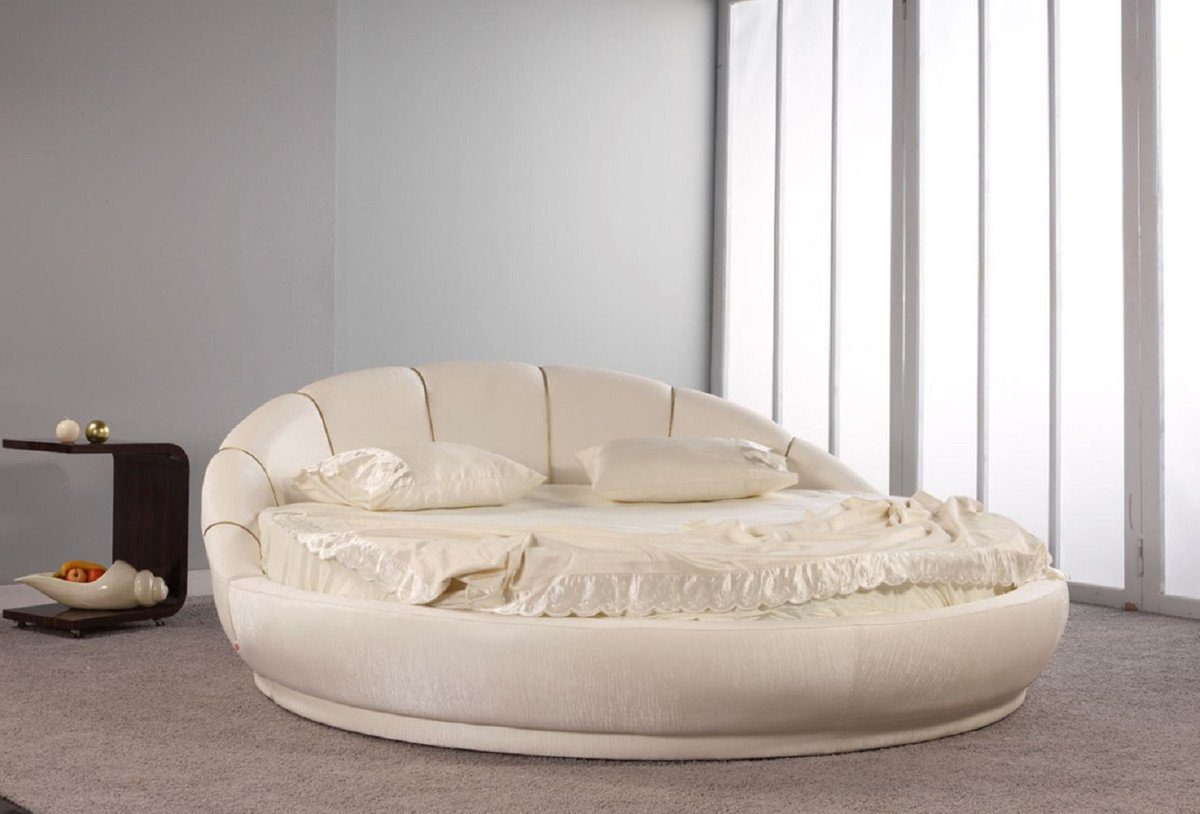 Casa Padrino Rundbett Rundbett Cremefarben Ø 240 x H. 90 cm - Rundes Doppelbett mit Matratze - Schlafzimmer Möbel