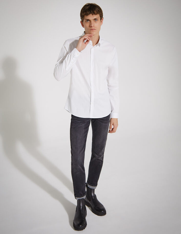 Chemise SLIM blanche avec ligne noire BasIKKS Homme