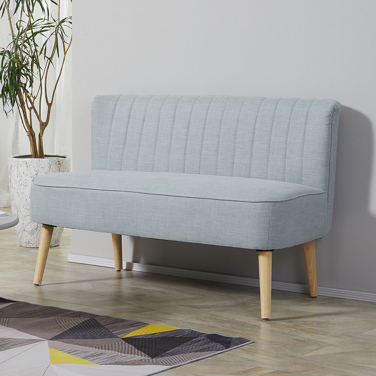 HOMCOM 2-Sitzer Stoffsofa Polstersofa Sitzmöbel Loungesofa Hellgrün 117 x 56,5 x 77 cm