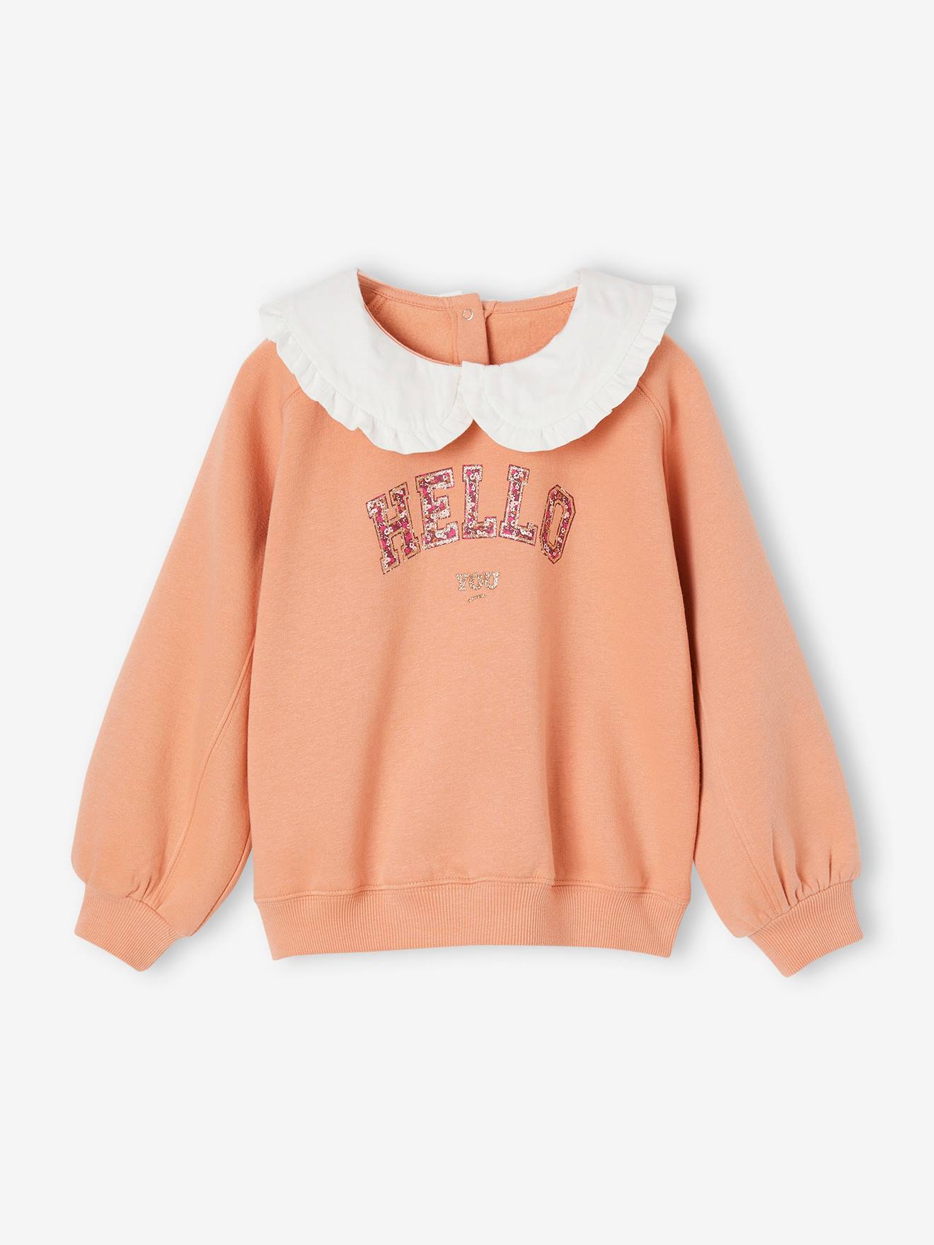 Vertbaudet Mädchen Sweatshirt mit Bubikragen - aprikose