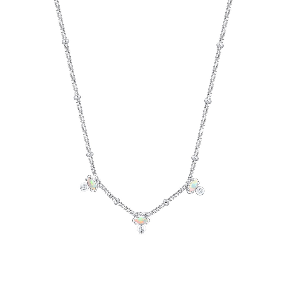 Elli Elli Collier Vintage Synthetischer Opal Zirkonia 925er Silber collier