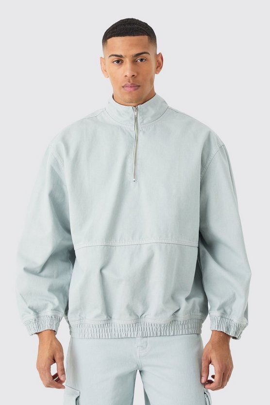 Oversize Jacke mit Trichterkragen und 1/4 Reißverschluss