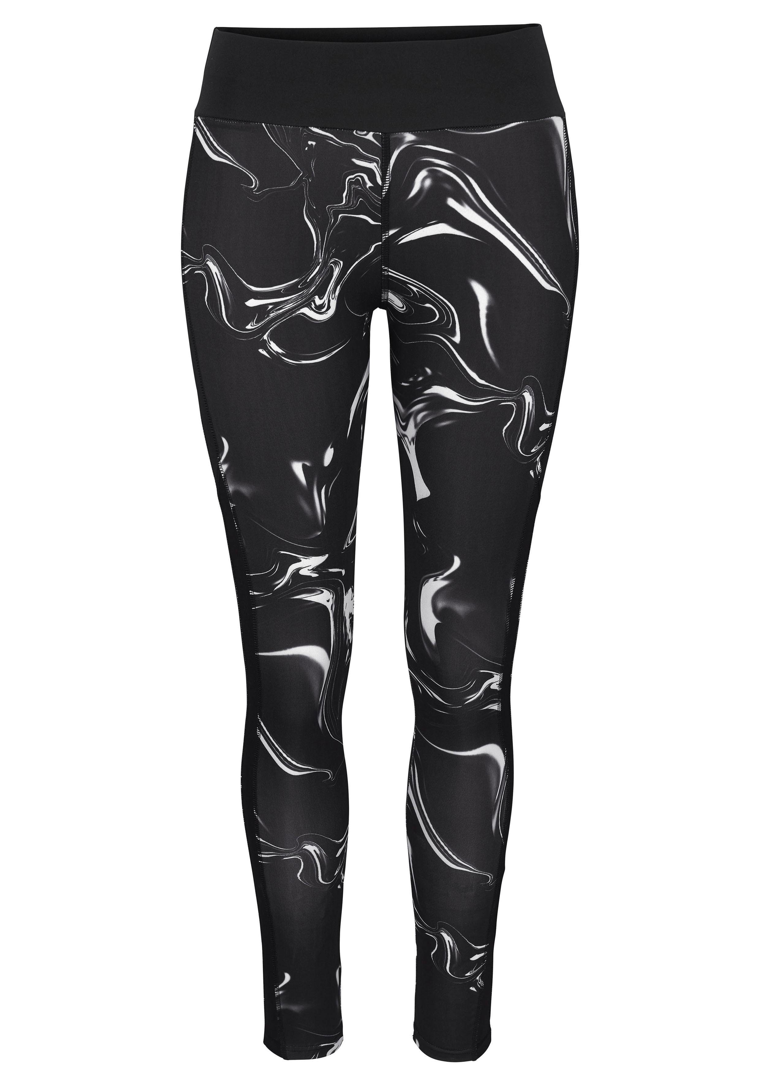 LASCANA ACTIVE Leggings Black Marble mit Mesh