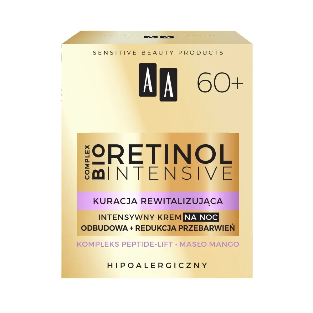 AA Retinol Intensive 60+ Intensieve nachtcrème die de huid herstelt en verkleuringen vermindert.