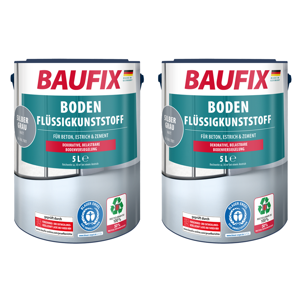 Baufix Boden-Flüssigkunststoff 5 l, silbergrau 2 er Set