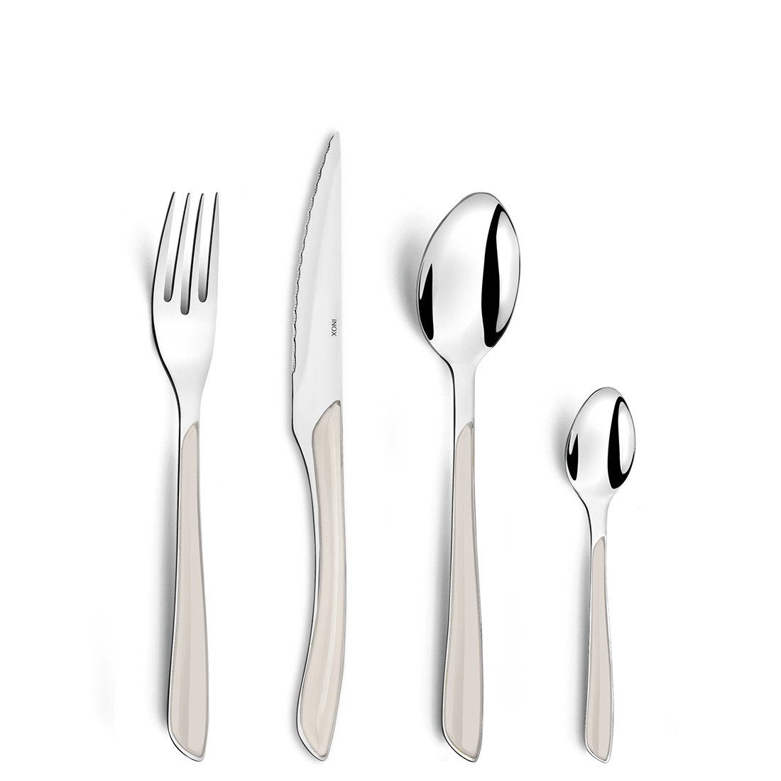 Amefa Besteck-Set ECLAT, Edelstahl 18/0, ABS, rot glänzend, für 6 Personen, 24-tlg