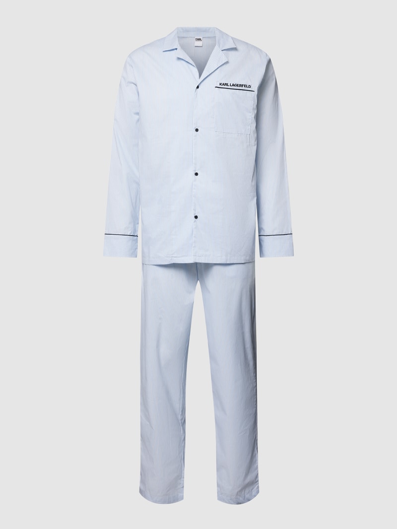 Pyjama mit Streifenmuster Modell 'WOVEN' in hellblau