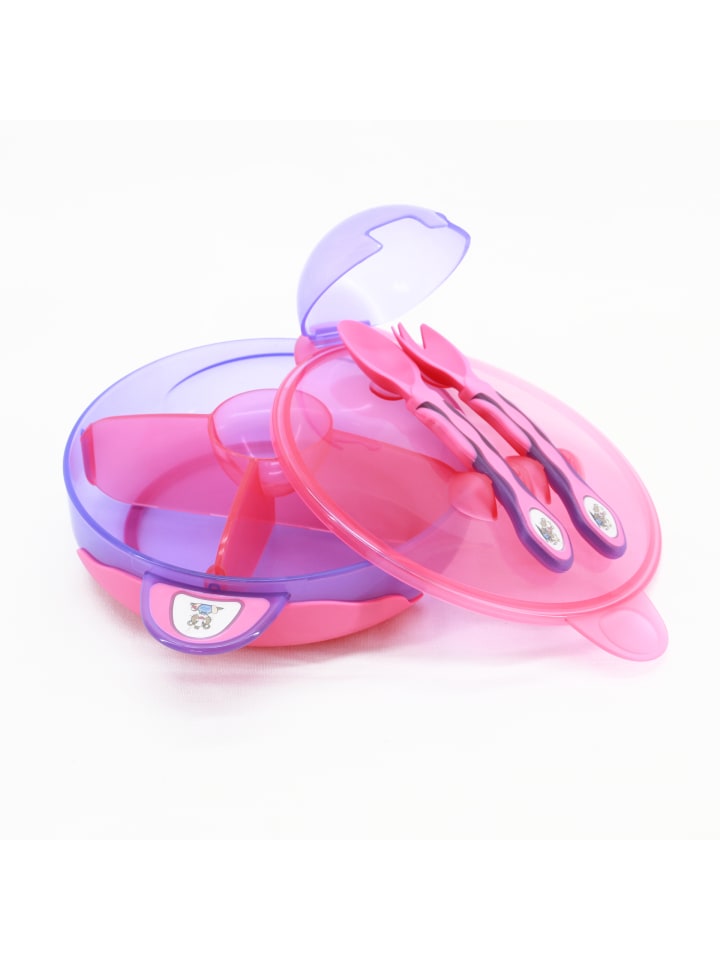 Vital Baby Eßlernteller mit Besteck Lila/Pink günstig kaufen onesize