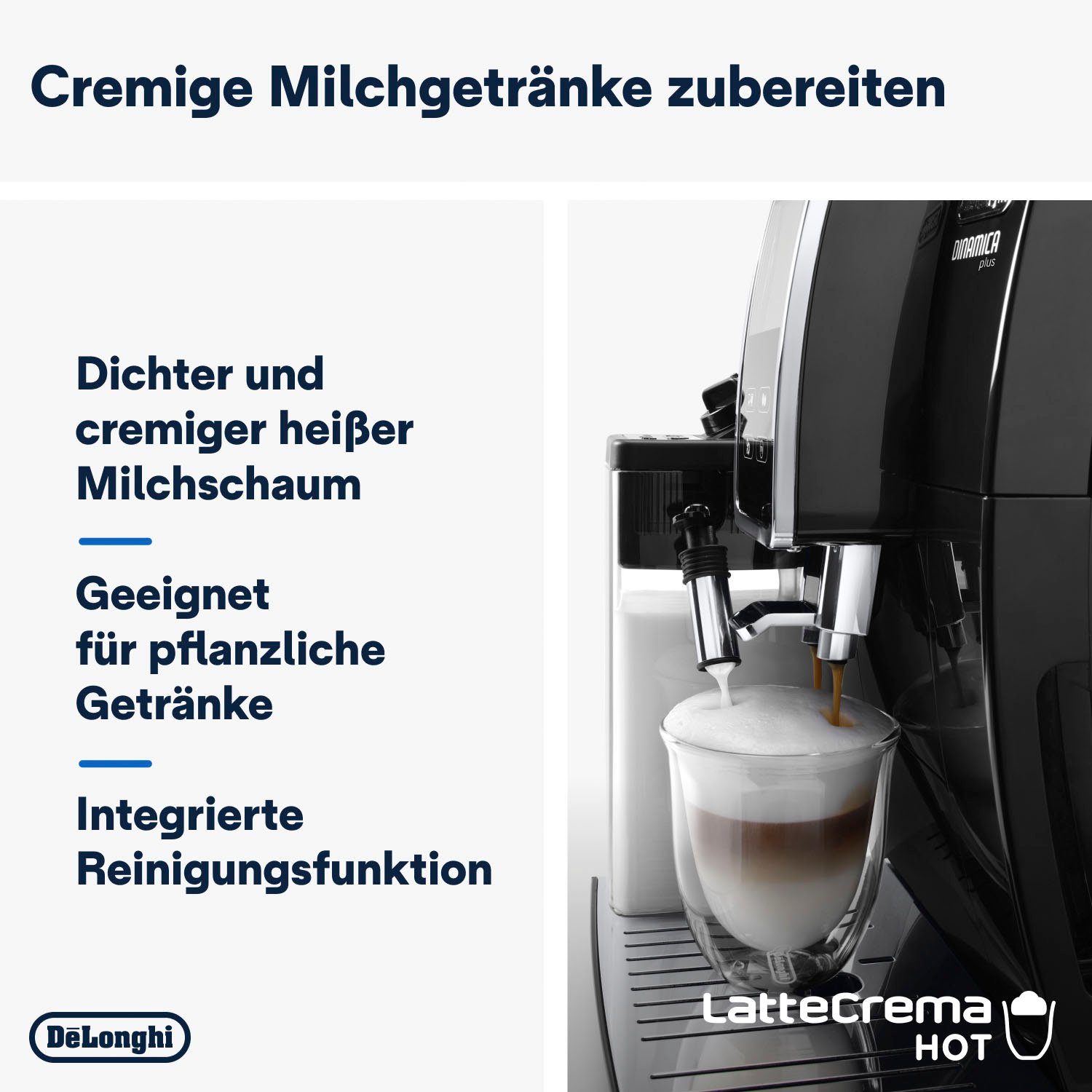 De'Longhi Kaffeevollautomat Dinamica Plus ECAM 370.70.B, mit LatteCrema Milchsystem und Kaffeekannenfunktion