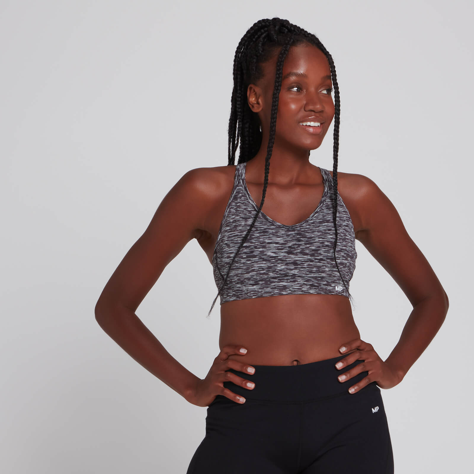 Brassière de sport en maille filet MP Power pour femmes – Noir et gris