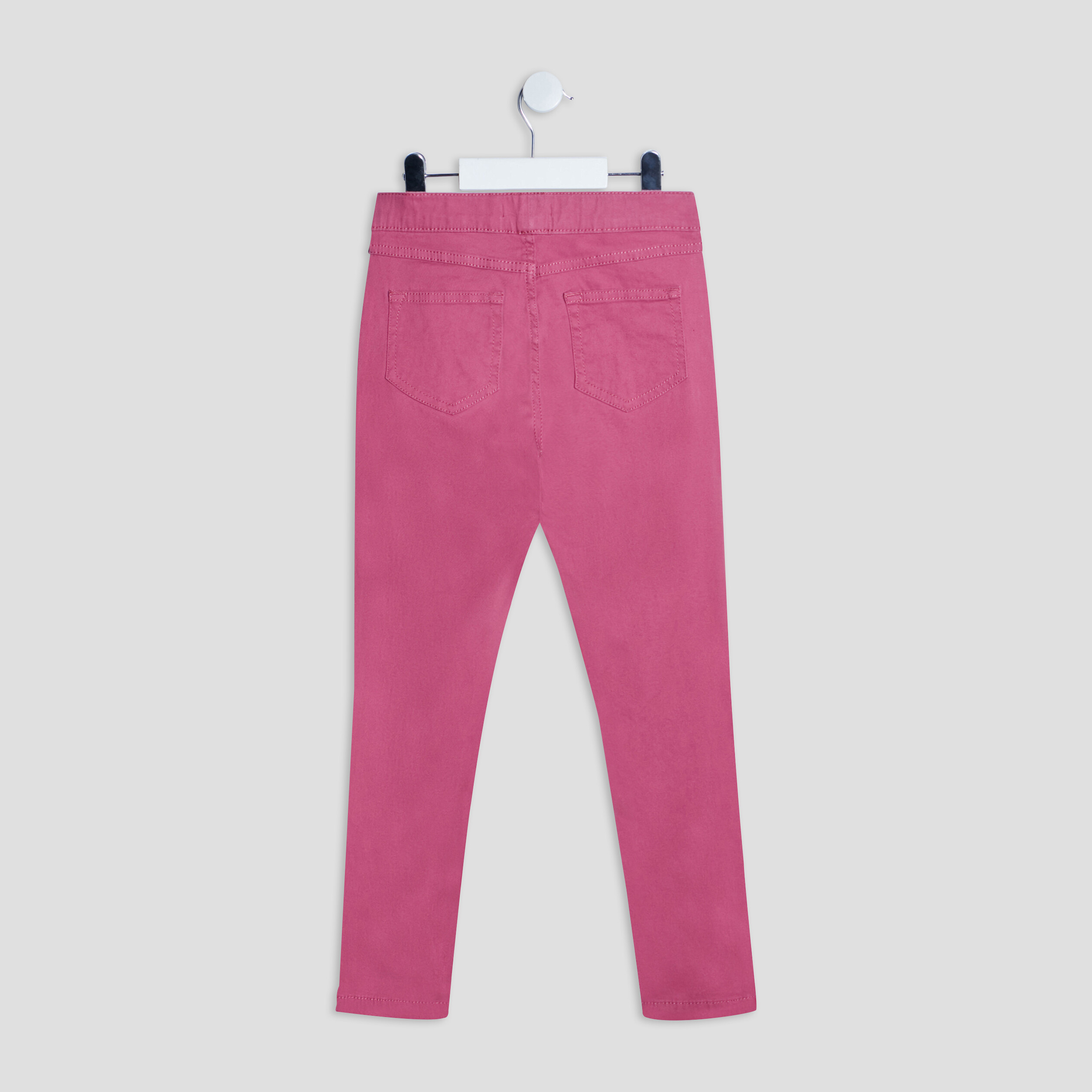 Pantalon tregging ajustable en coton rose framboise fille | La Halle