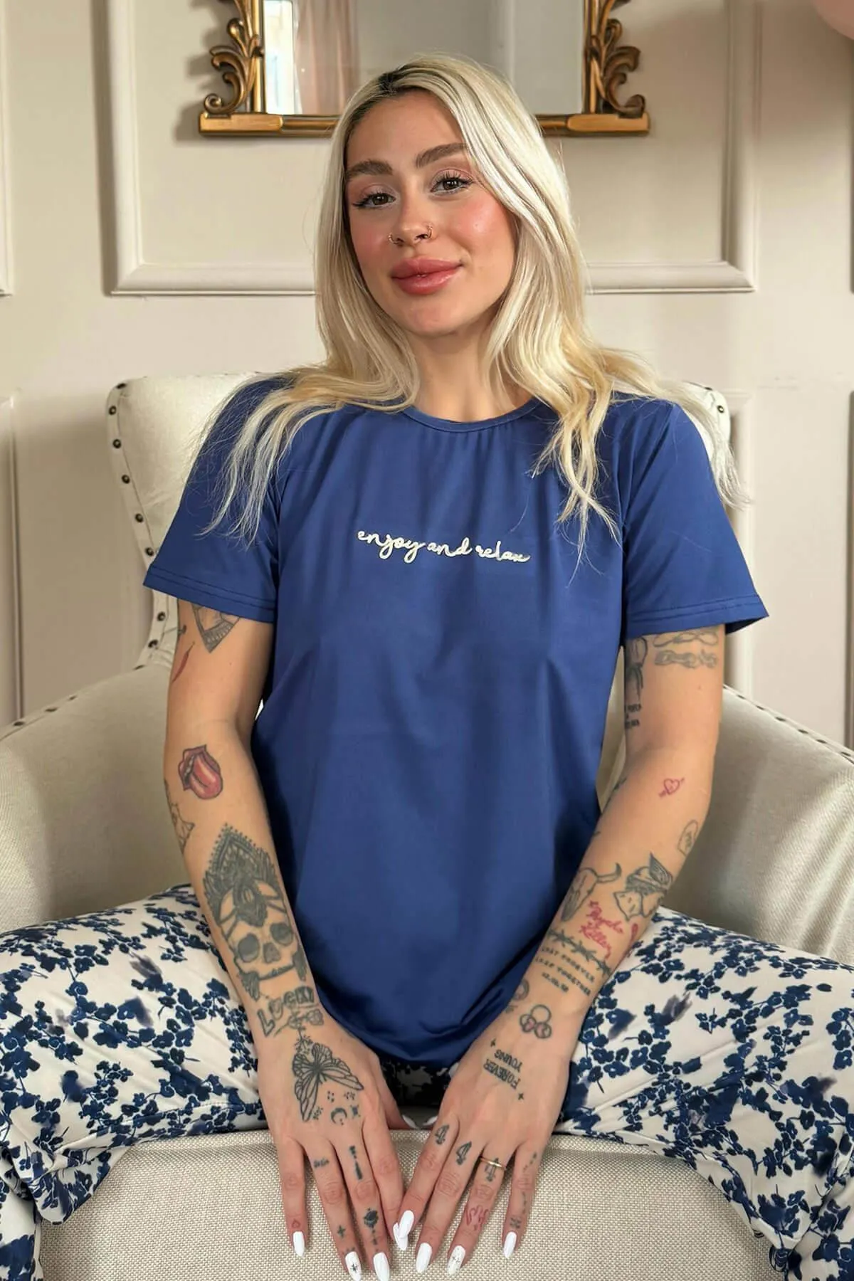 Pijamaevi  Pyjama set - Dunkelblau - Unifarben