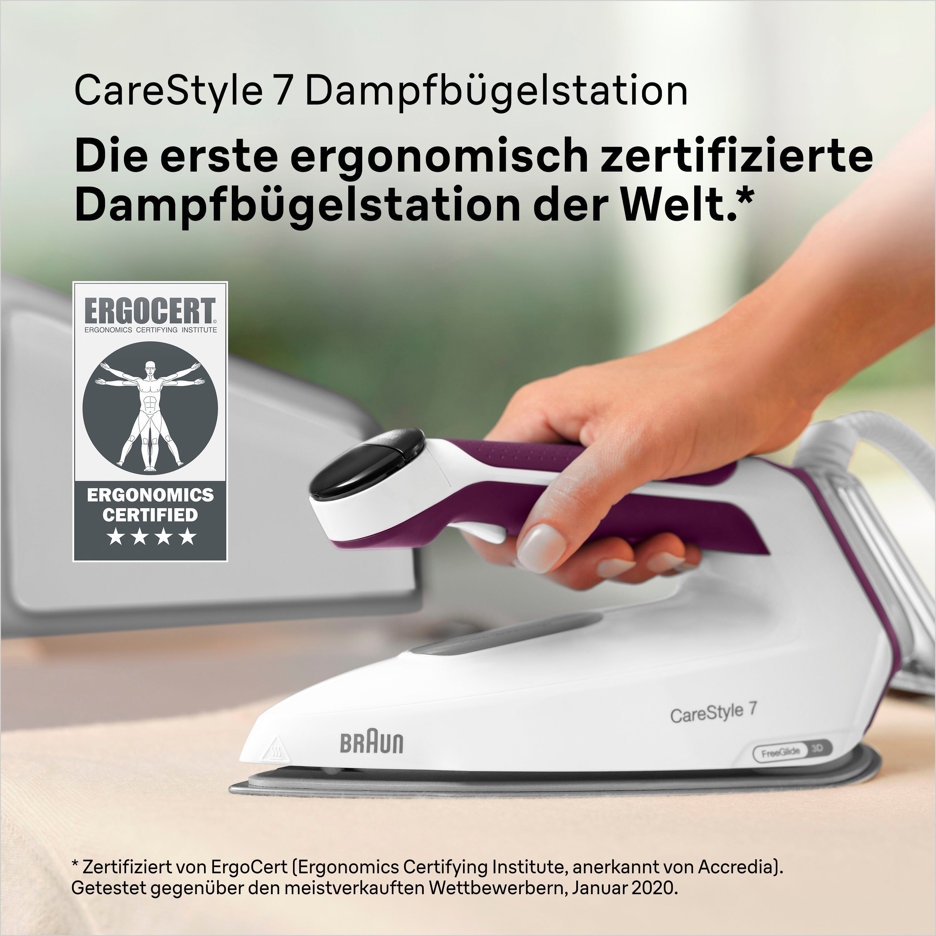 Braun Dampfbügelstation Braun CareStyle 7 IS 7266 VI Dampfbügelstation Weiß/Violett, 2000 ml Wassertank