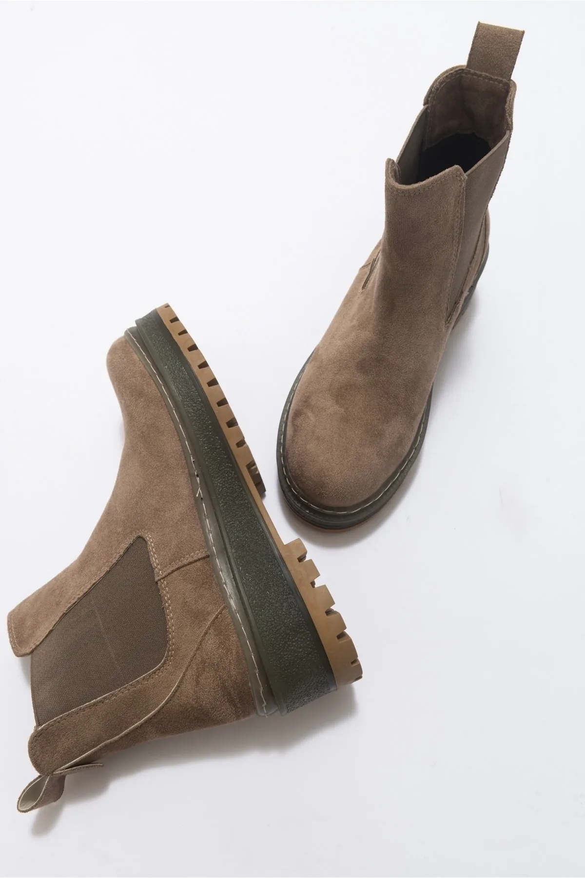 LuviShoes  4120 Damenstiefel aus dunkelbeigem Wildleder