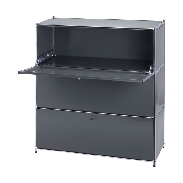Metallregal mit drei Klappfächern, grau