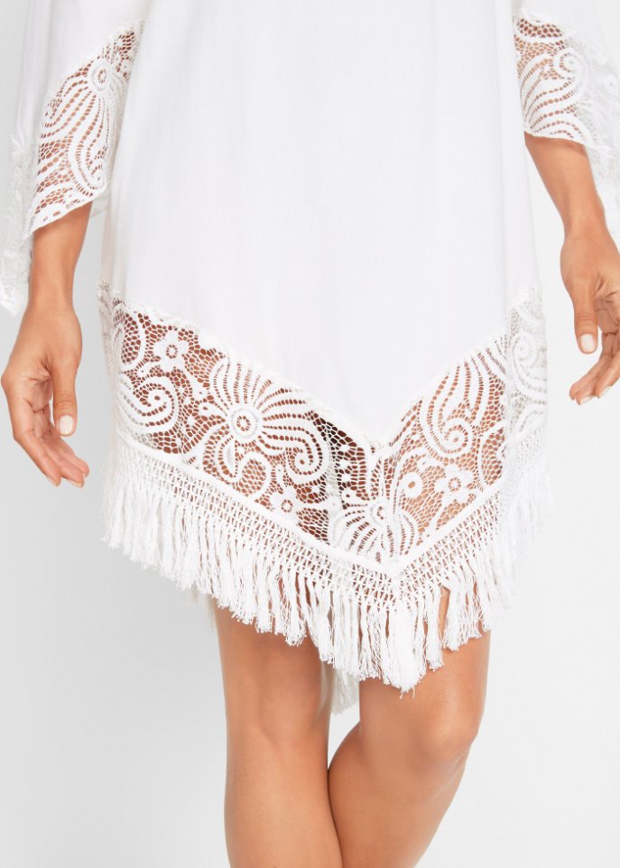 Strand Long-Tunika mit Spitze