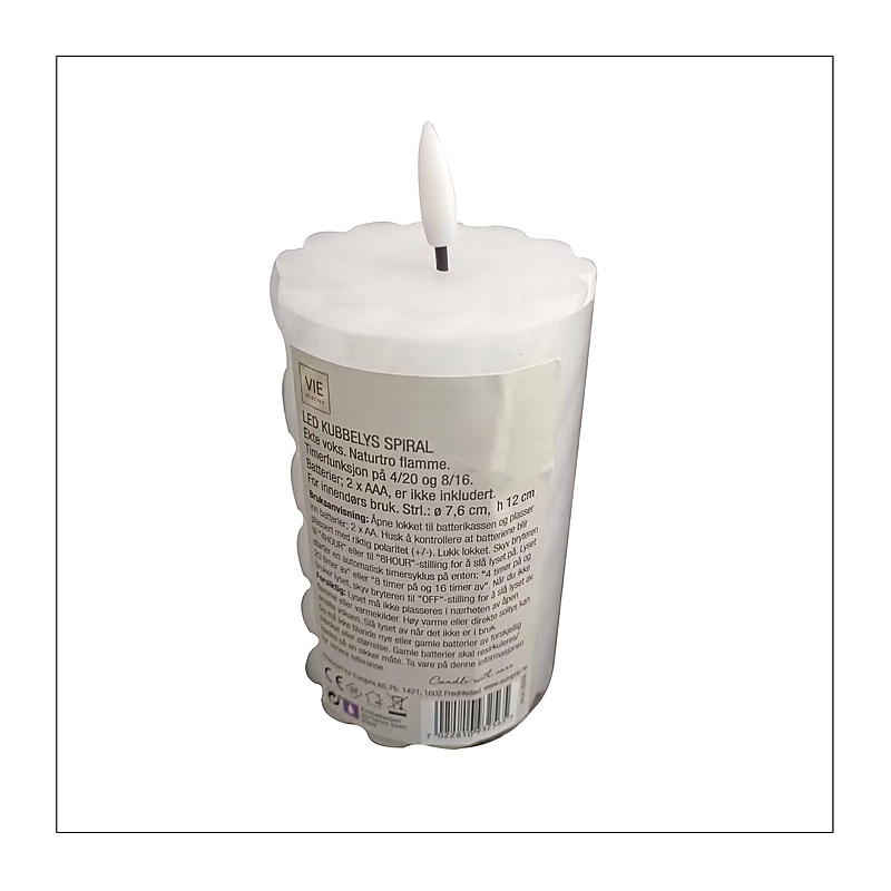 Vie Selected Kubbelys 12 cm ø 7,6 cm LED timer spiral hvit