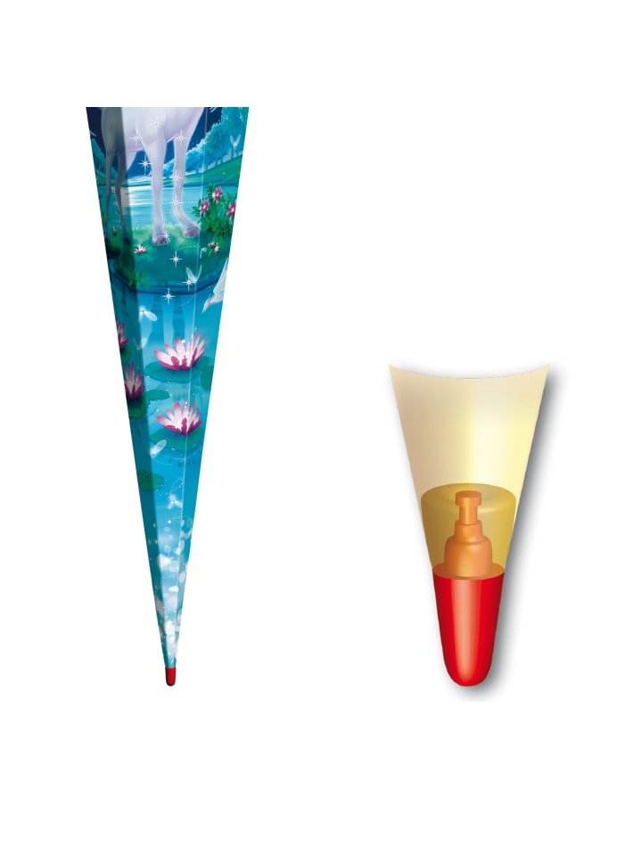 ROTH Schultüte groß Mondscheineinhorn 85 cm, Glitter Glitzerborte in Blau günstig kaufen onesize