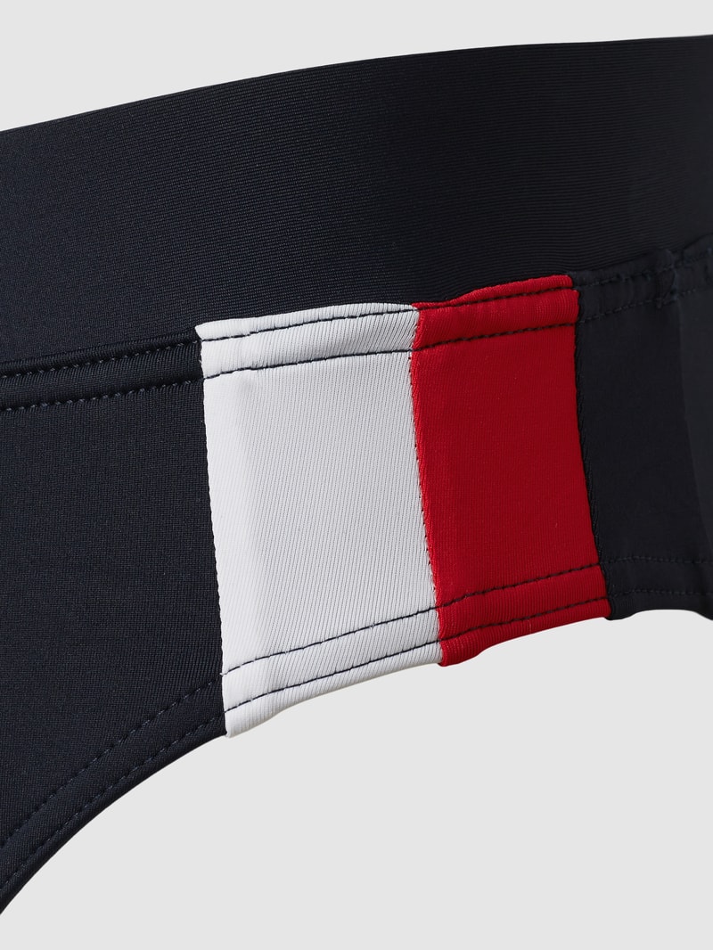 Badehose mit Kontraststreifen Modell 'Desert Sky' in marineblau