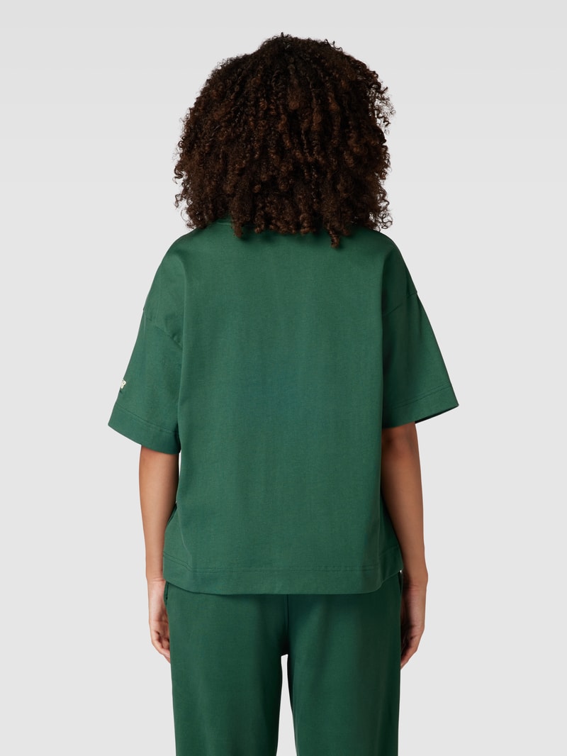 Boxy Fit T-Shirt mit Flockprint in dunkelgrün