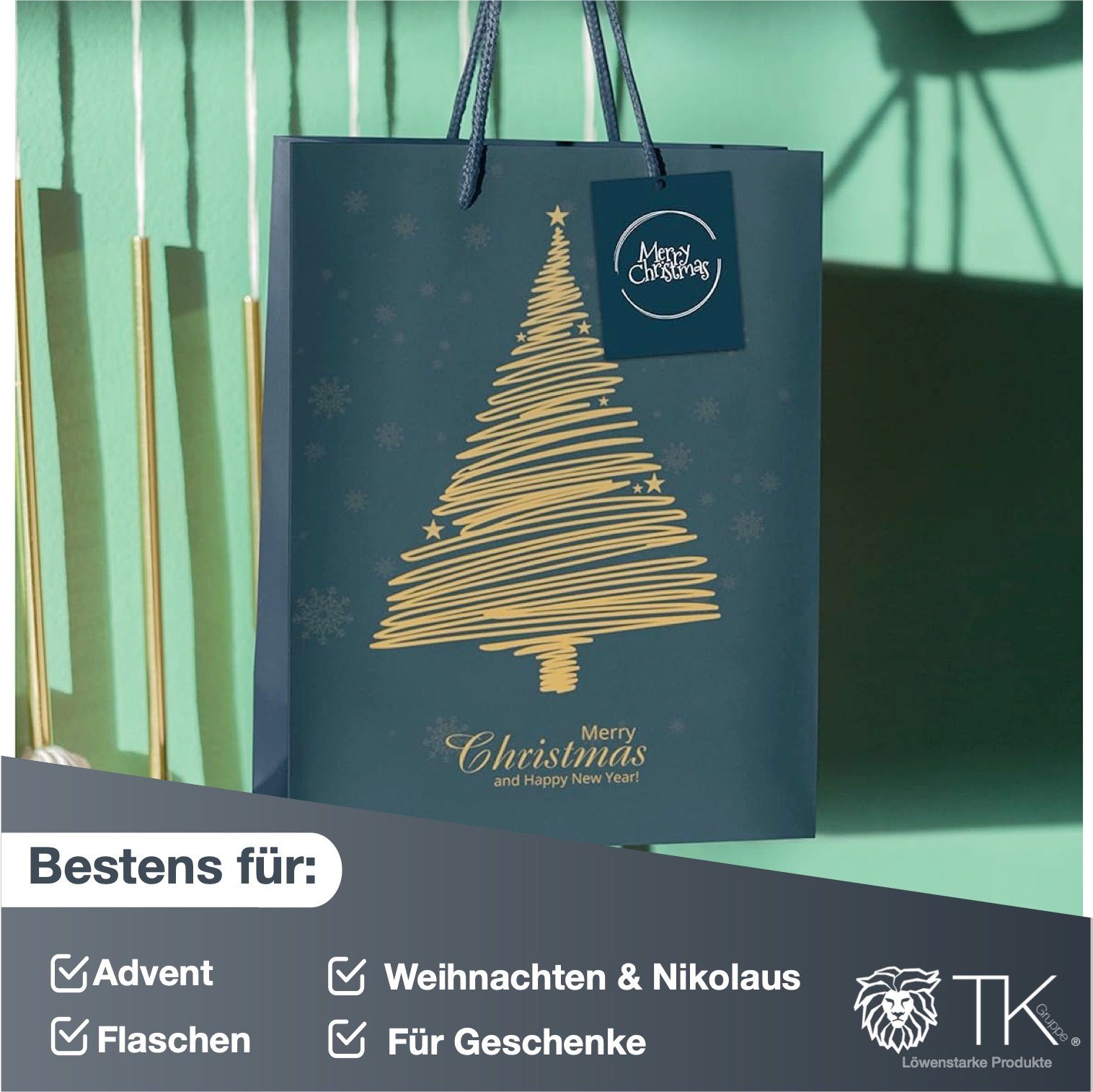 TK Gruppe Geschenkpapier 12x XXL Weihnachtstaschen Geschenktüten Geschenktaschen Modern