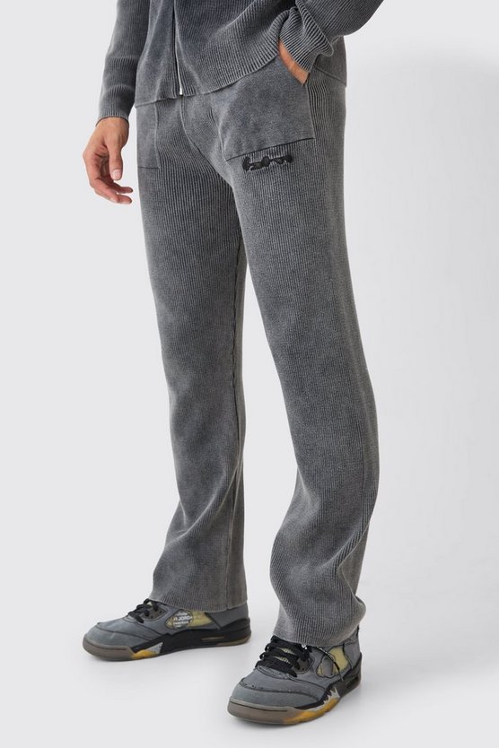 Gerippte Jogginghose mit Acid-Waschung