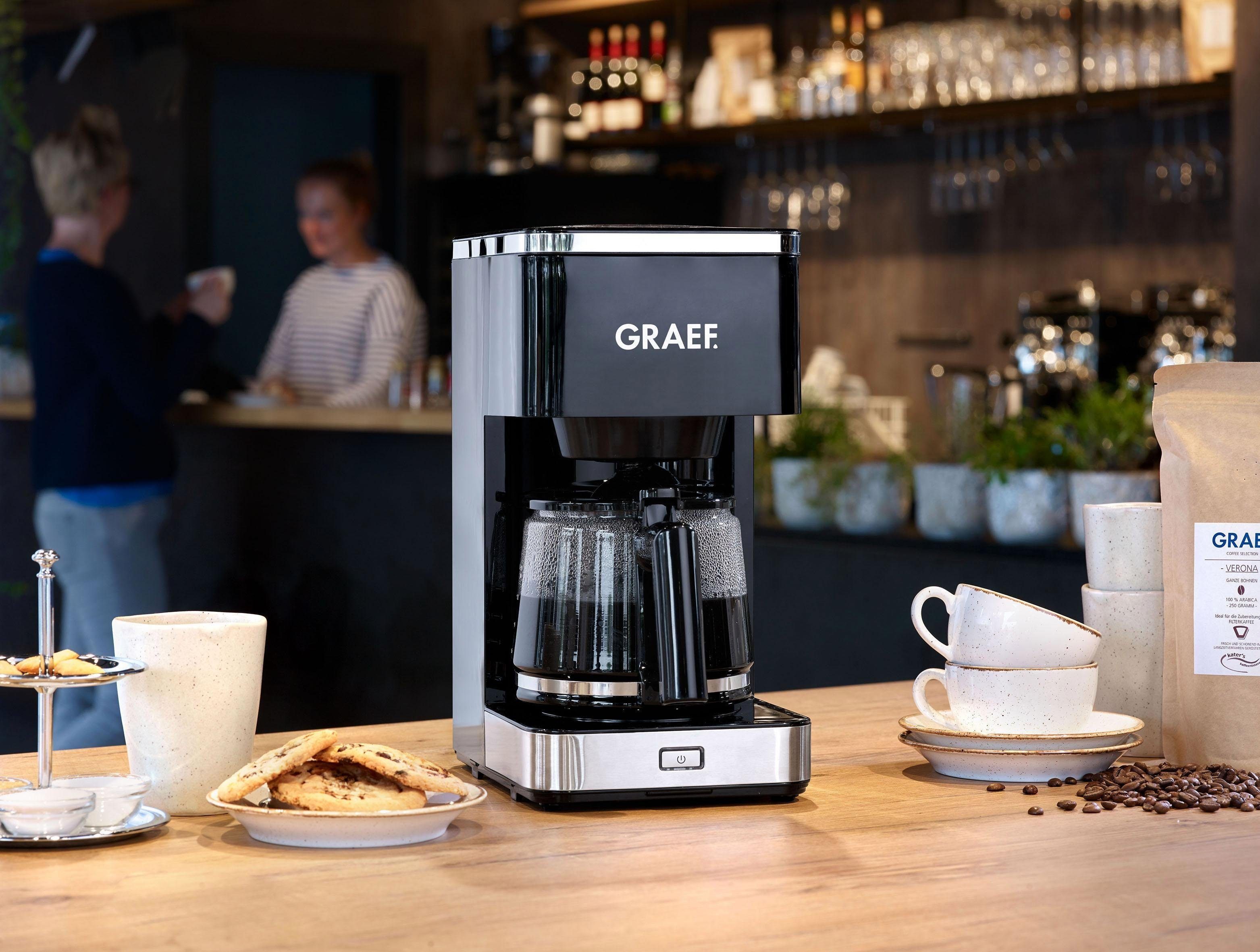 Graef Filterkaffeemaschine FK 402, 1,25l Kaffeekanne, Korbfilter 1x4, mit Glaskanne, schwarz