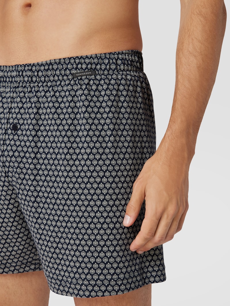 Boxershorts mit Label-Applikation Modell 'Interlock' in dunkelblau