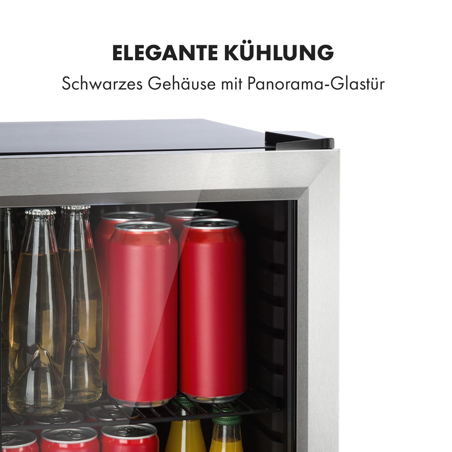Klarstein Table Top Kühlschrank HEA13-Beersafe-XS 10034121, 48.5 cm hoch, 35 cm breit, Bierkühlschrank Getränkekühlschrank Flaschenkühlschrank mit Glastür