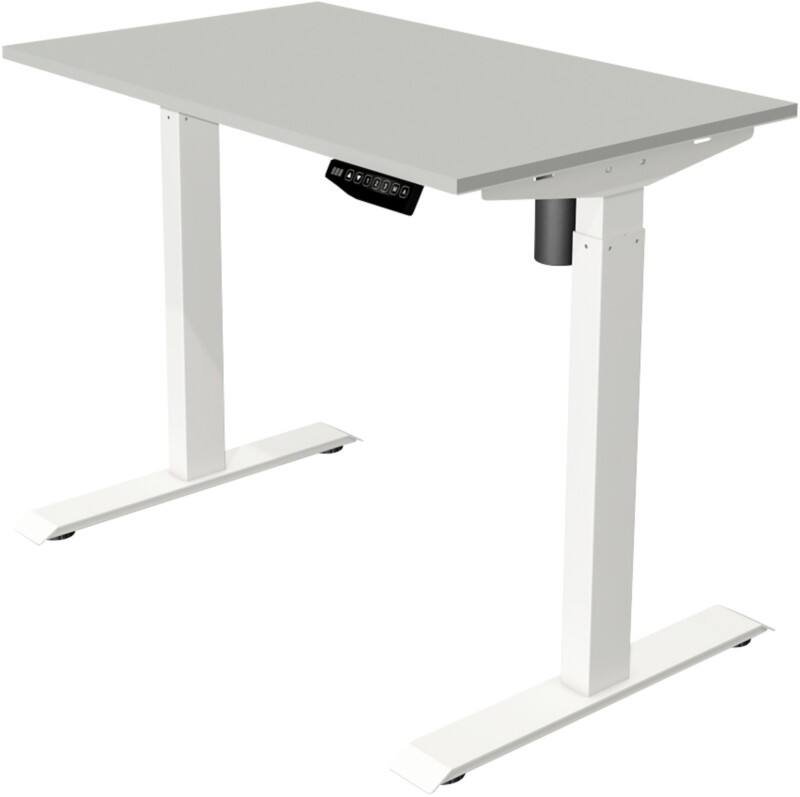 Kerkmann Move 1 Rechteckig Elektronisch Höhenverstellbarer Sitz-Stehschreibtisch Melamin, Stahl Hellgrau, Weiß 1000 x 800 x 1230 mm