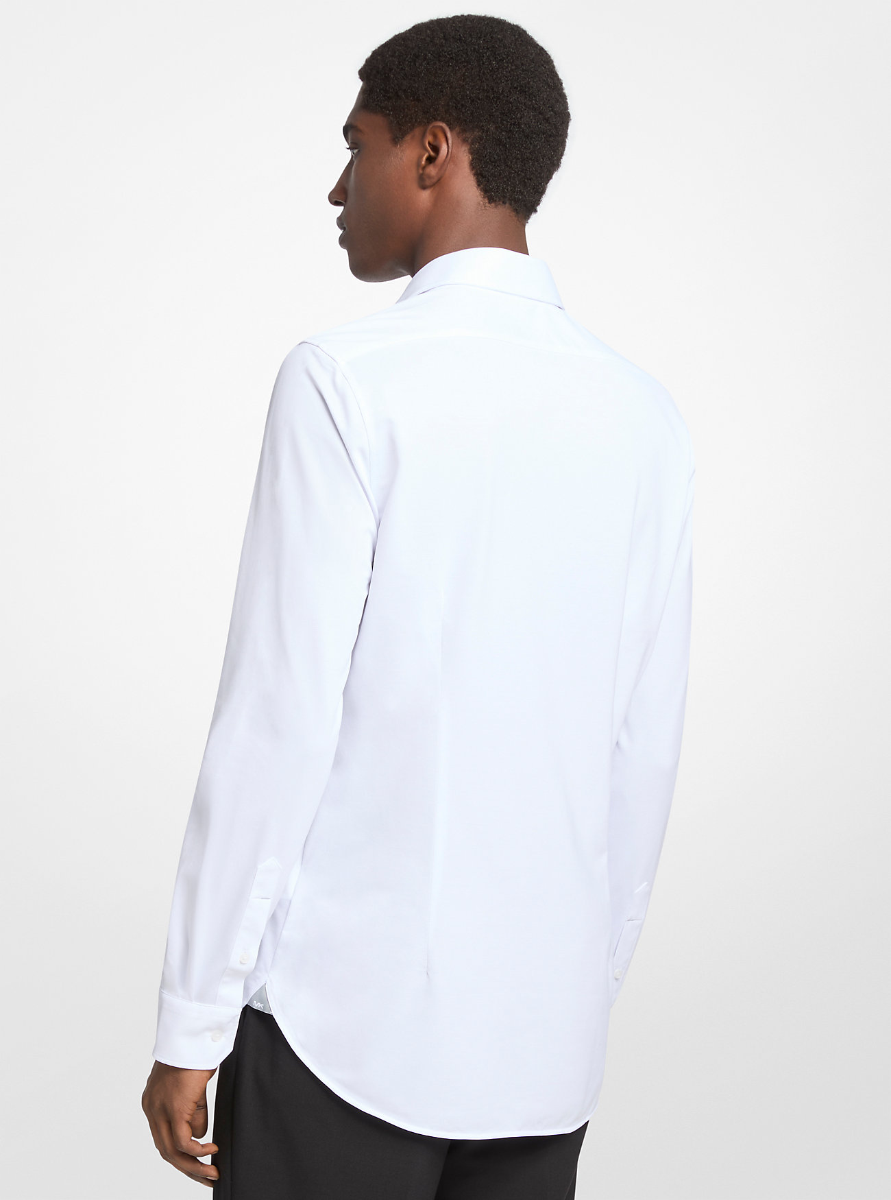 Slim-Fit Tech Strikkeskjorte - HVIT