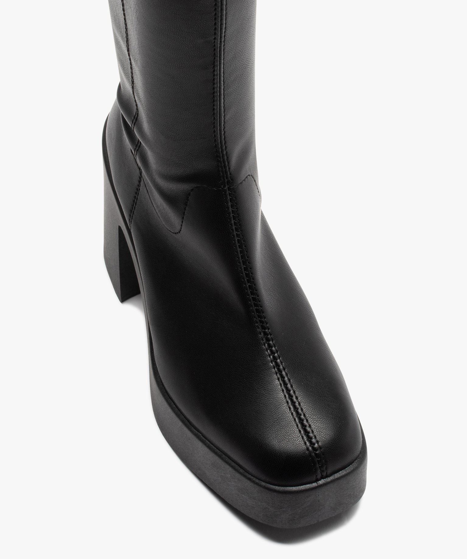Cuissardes femme unies à talon large noir | GEMO