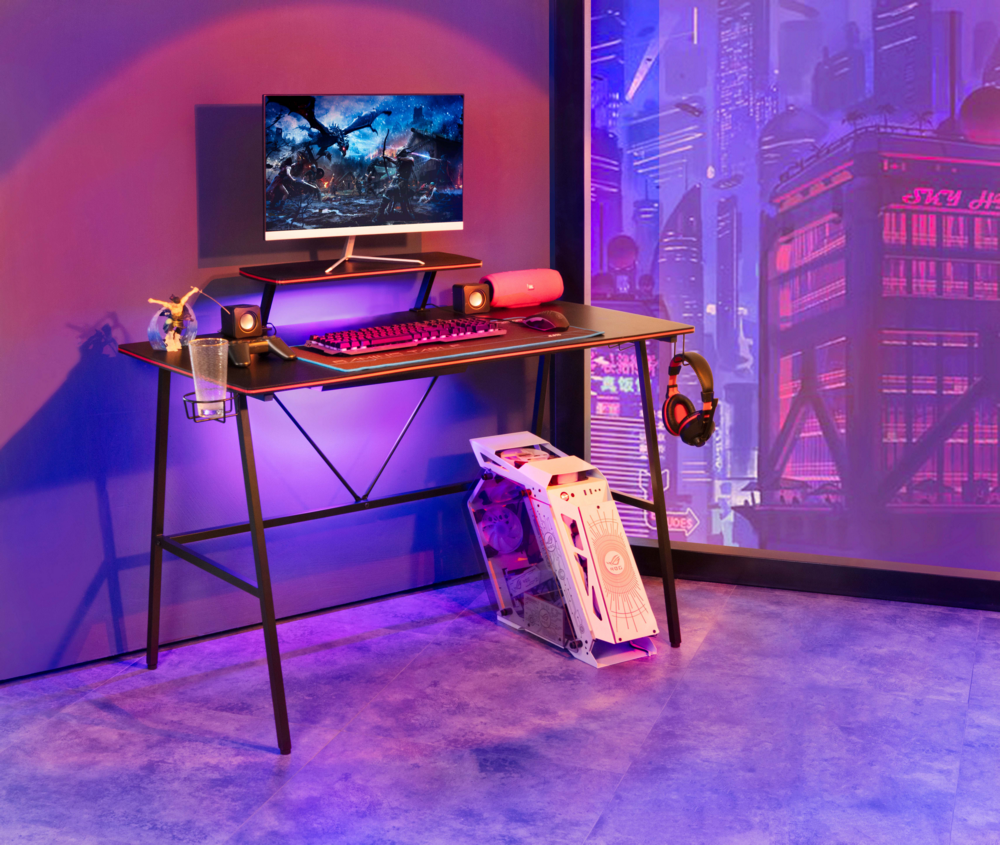 Happy Home Happy Home Gamingtisch mit Displayständer, Getränkehalter & 2 Aufbewahrungshaken