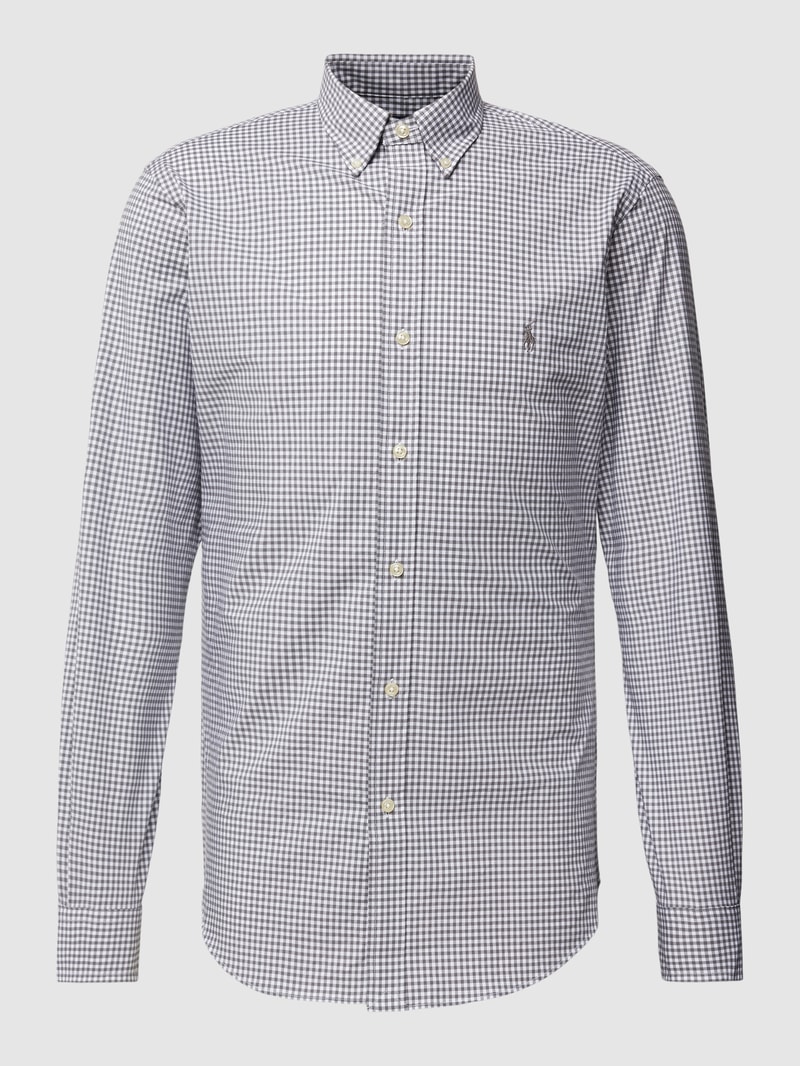 Slim Fit Freizeithemd mit Karomuster in hellgrau