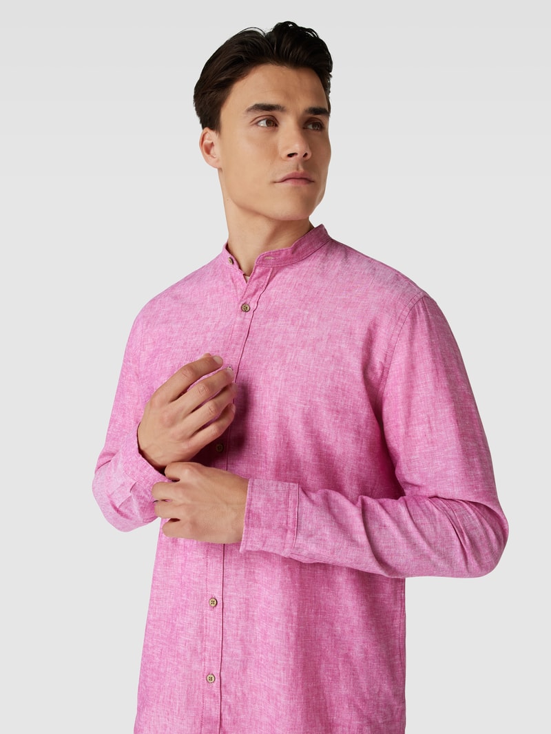 Tailored Fit Freizeithemd mit Stehkragen in pink