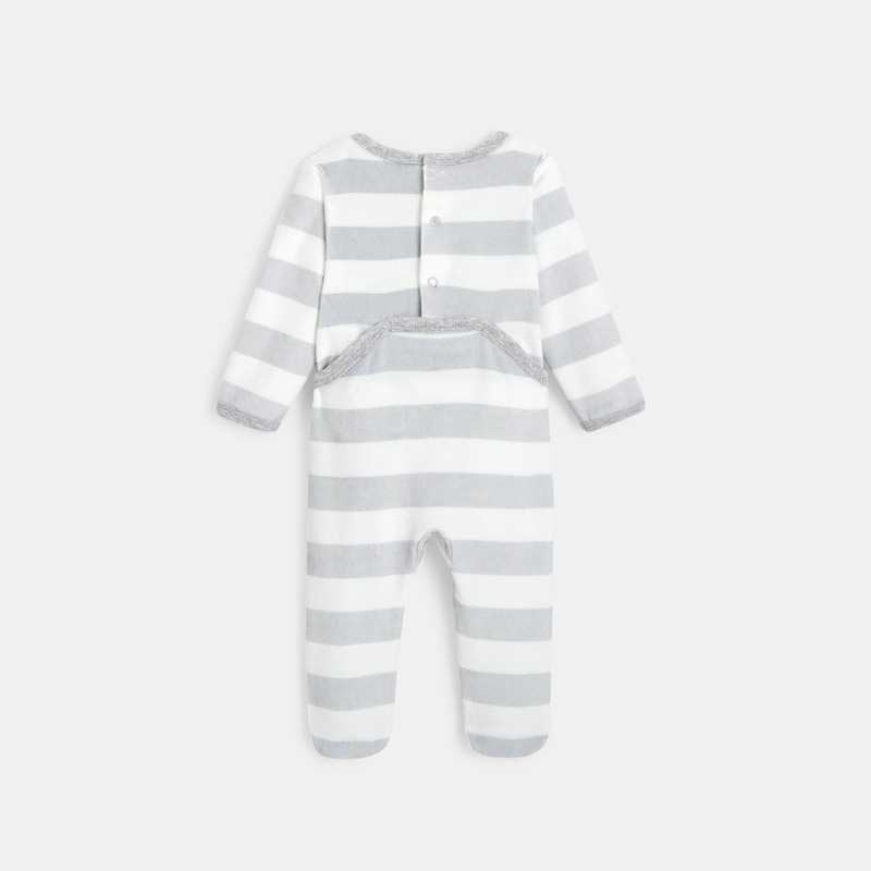 Pyjama bébé en velours bio à volet à soulever gris Absorba