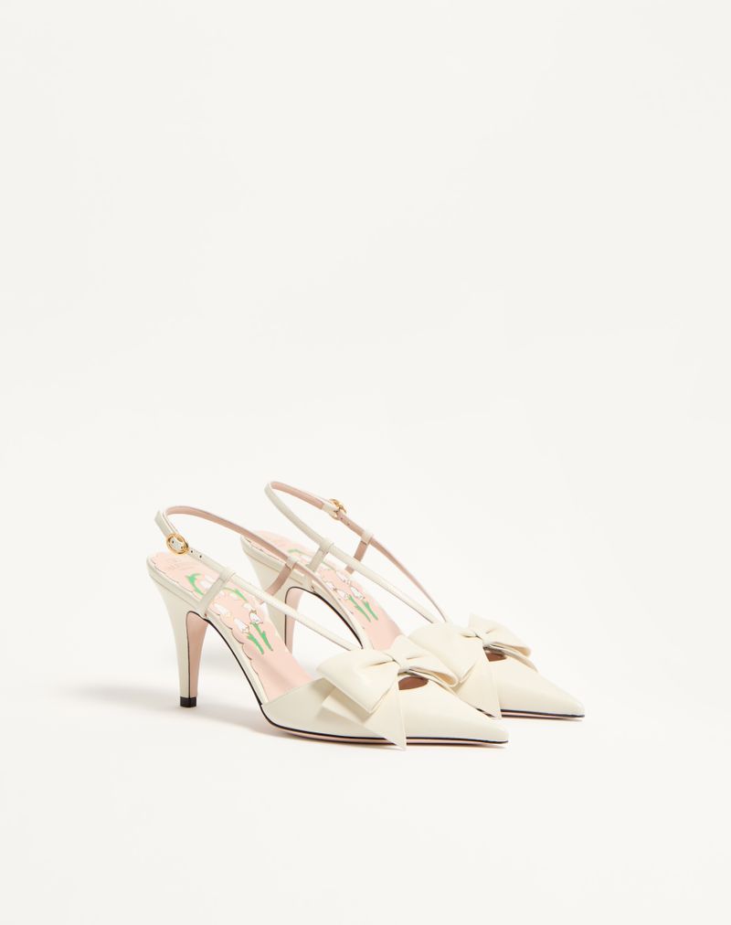 Sapatos de salto Bowow Slingback em couro de cabra de 85 mm