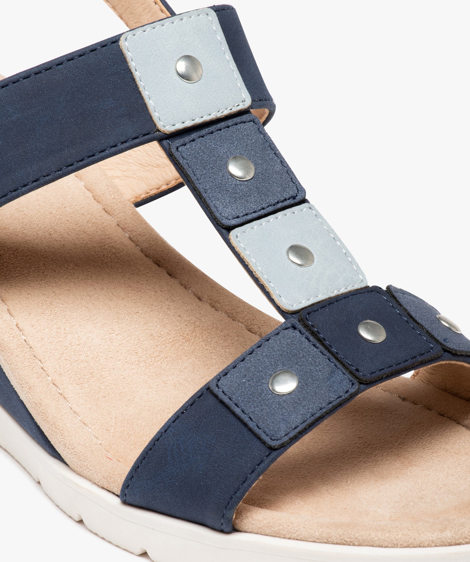 Sandales compensées femme confort en suédine bleu | GEMO