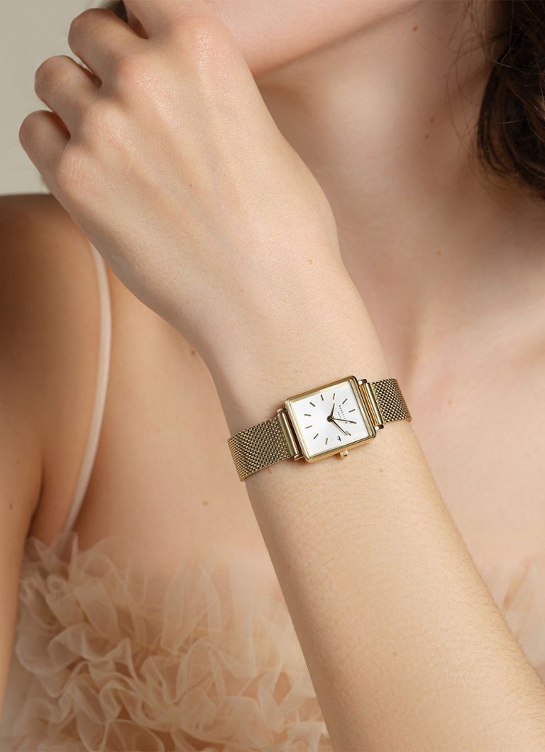 Rosefield The Boxy XS White Sunray Mesh Gold -kello QMWMG-Q039
