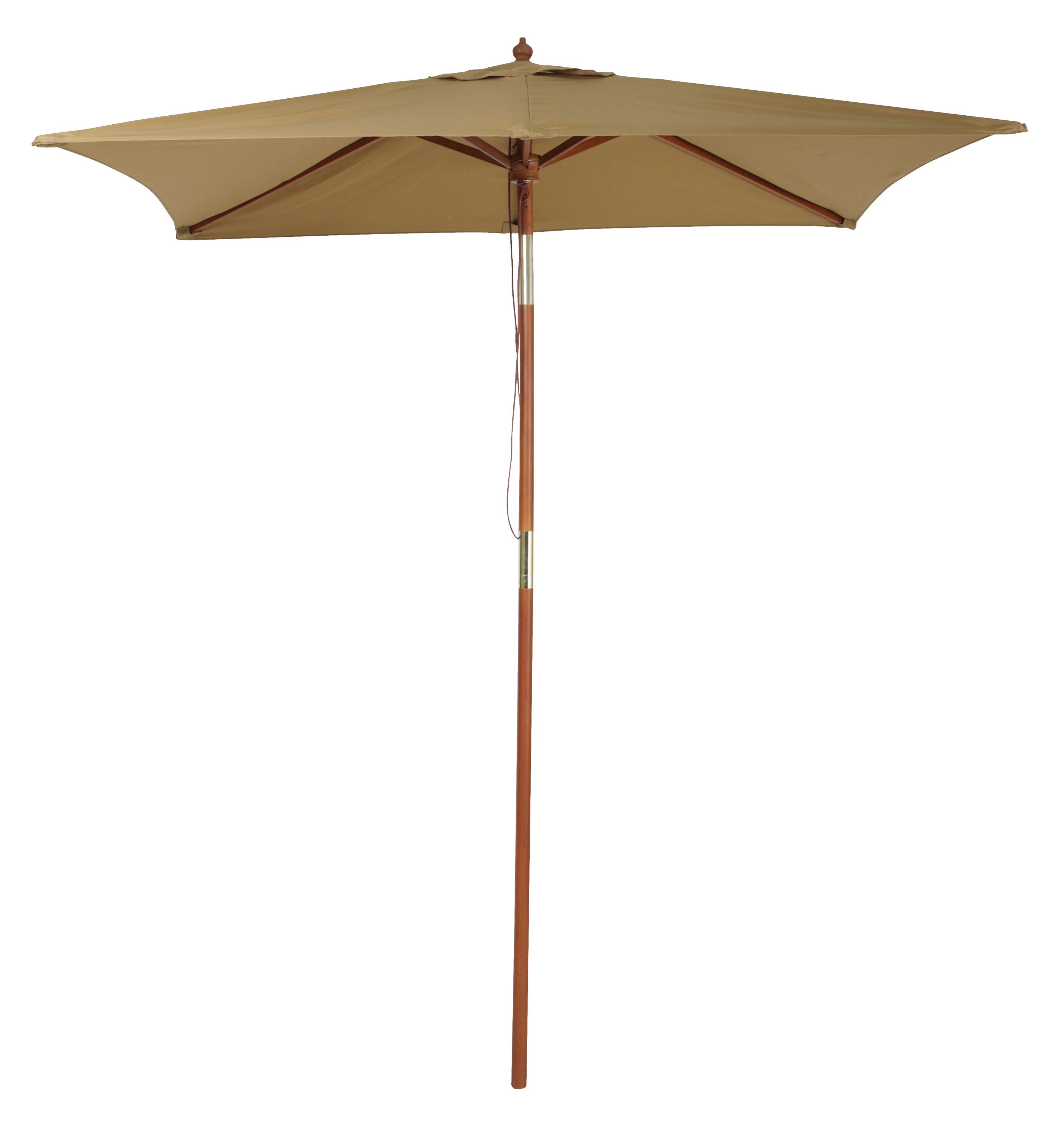 Pure Home & Garden Sonnenschirm Pino taupe 200x150 cm Holz Schirm Balkonschirm rechteckig, LxB: 200,00x150,00 cm, abknickbar, kippbar, wasserabweisend