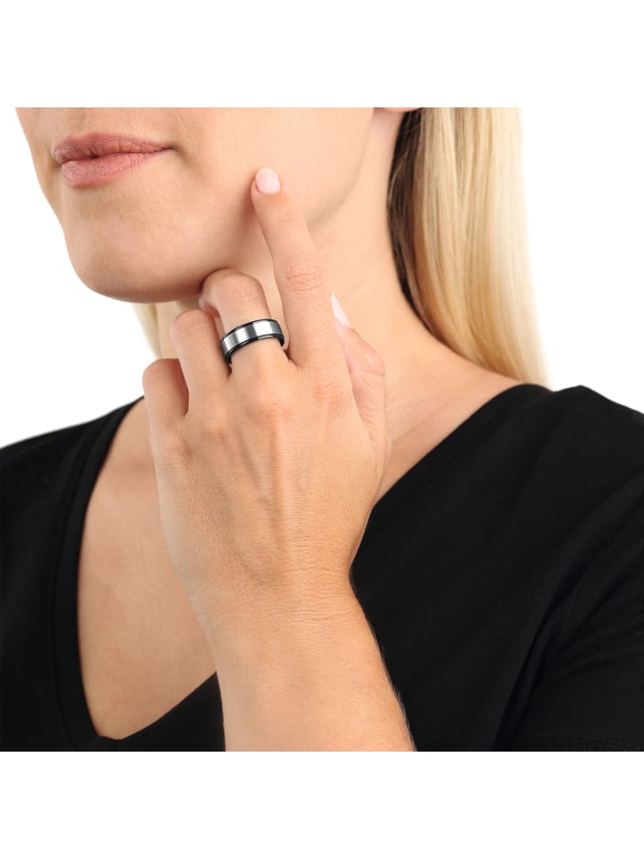Amor Ring Edelstahl, IP Schwarz in Silber günstig kaufen