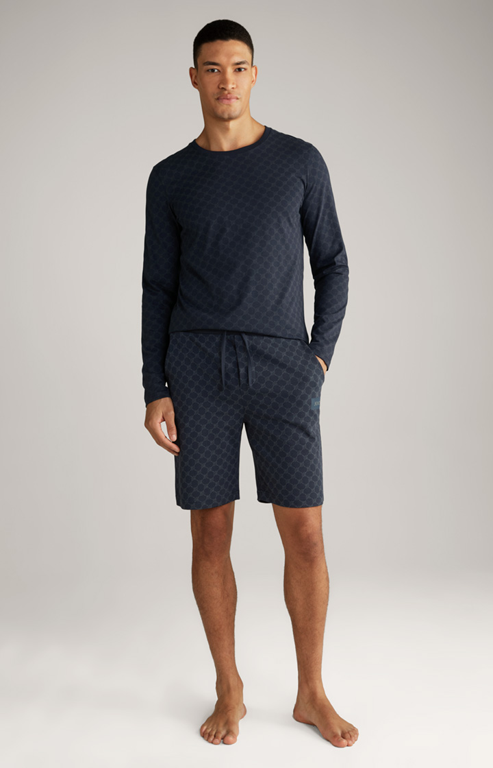 Loungewear Shorts in Navy gemustert