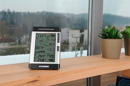 Hyundai WSP 3080 R Wind Wetterstation (mit Außensensor, Windmessung, Niederschlagsmessung, Datenübertragung an PC)