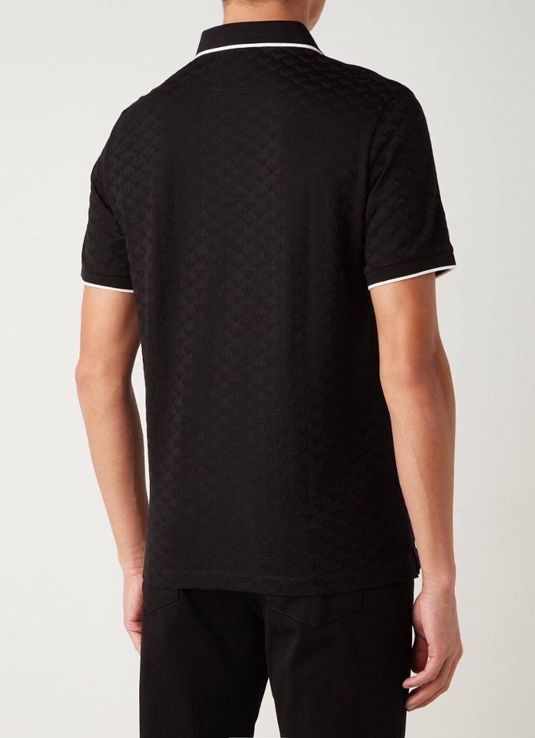 Emporio Armani Essential regulāras piegriezuma polo krekls ar adītu rakstu un logotipu