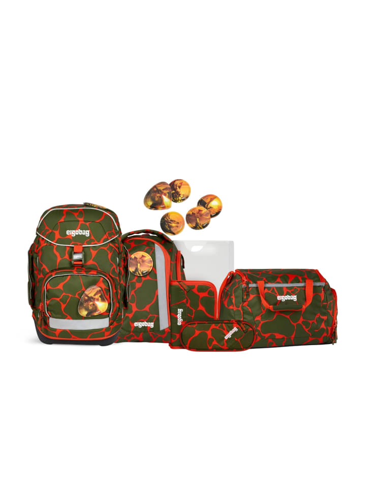 Ergobag Grundschulranzen-Set PACK FeuerspeiBär 7-teilig in Rot/Grün günstig kaufen onesize