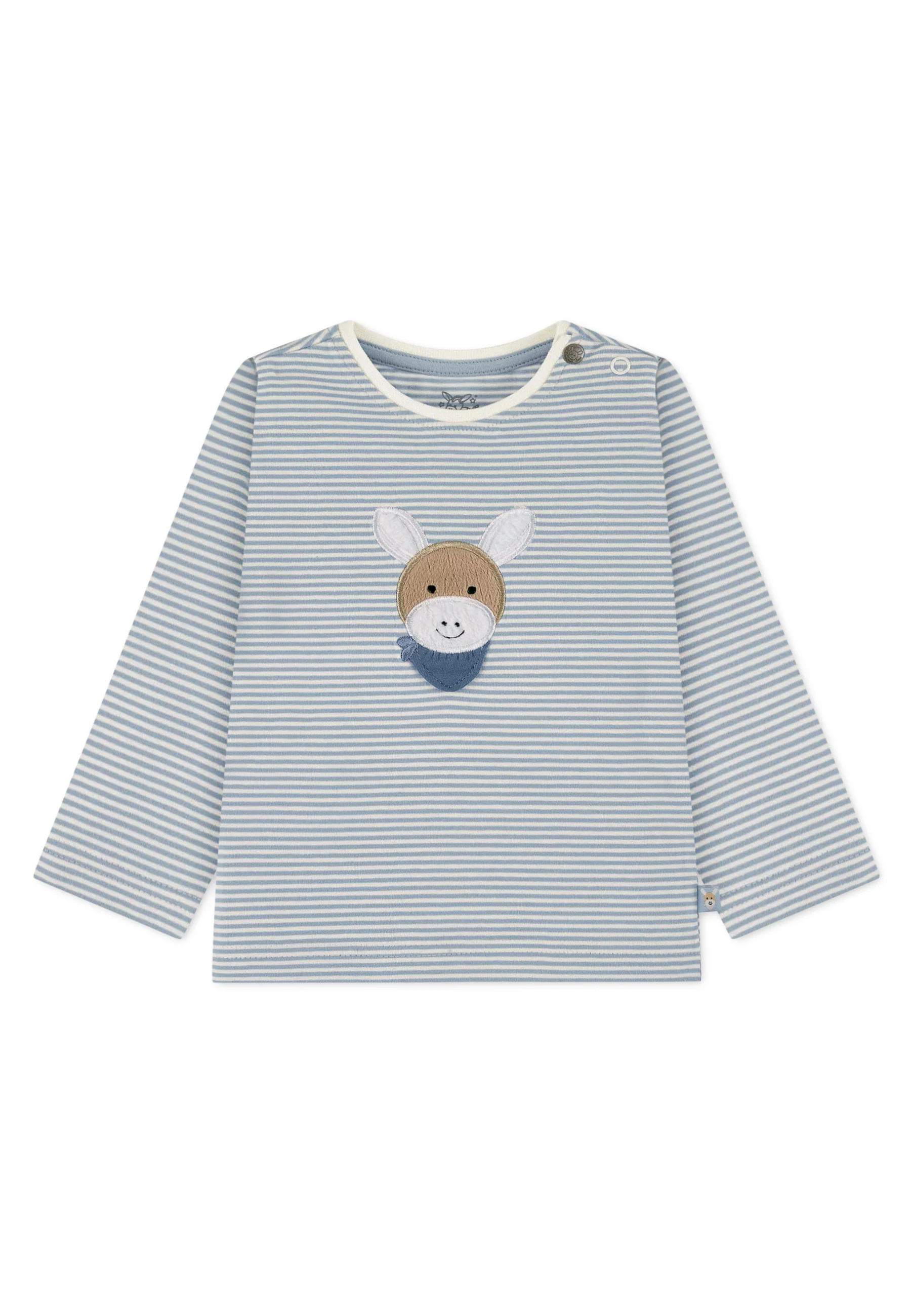 GOTS Langarm-Shirt Esel Emmi Stickerei, gestreift