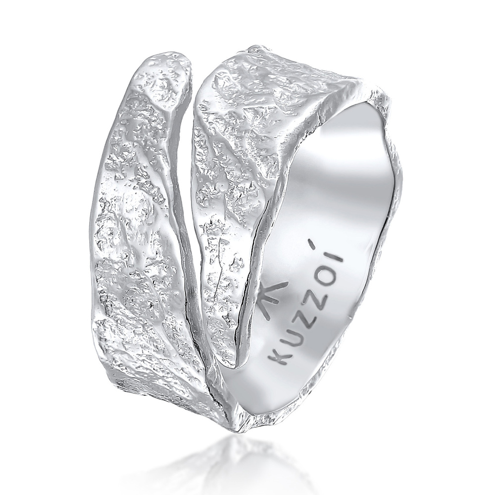 KUZZOI KUZZOI Bague Bague pour homme Structure usagée d'aspect oxydé en argent sterling  Bague