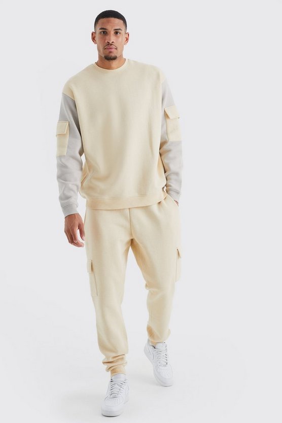 Tall Oversize Colorblock Cargo-Trainingsanzug